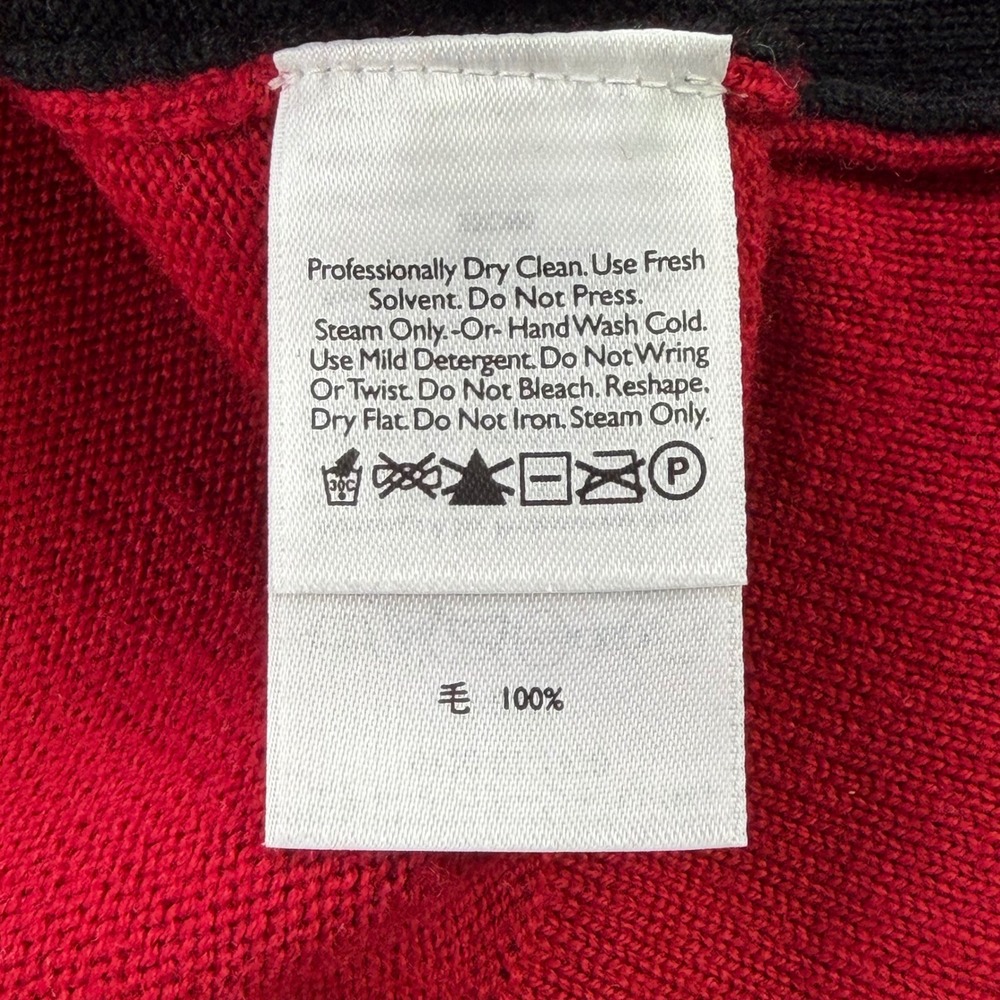 Eddie Bauer Sport Mens Medium Red Black 100% Merino Wool Snowflake Sweater - Picture 7 of 14
